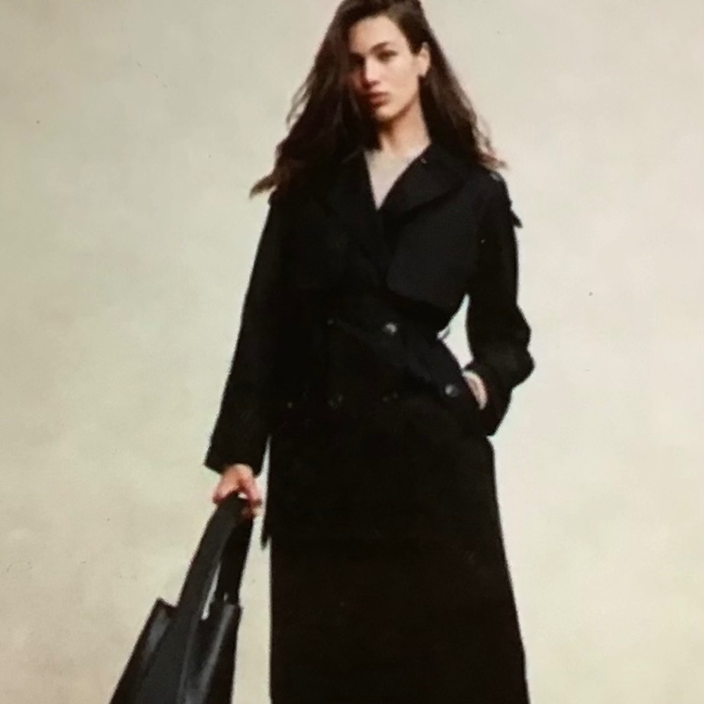 Banana Republic Long Black Trench Coat